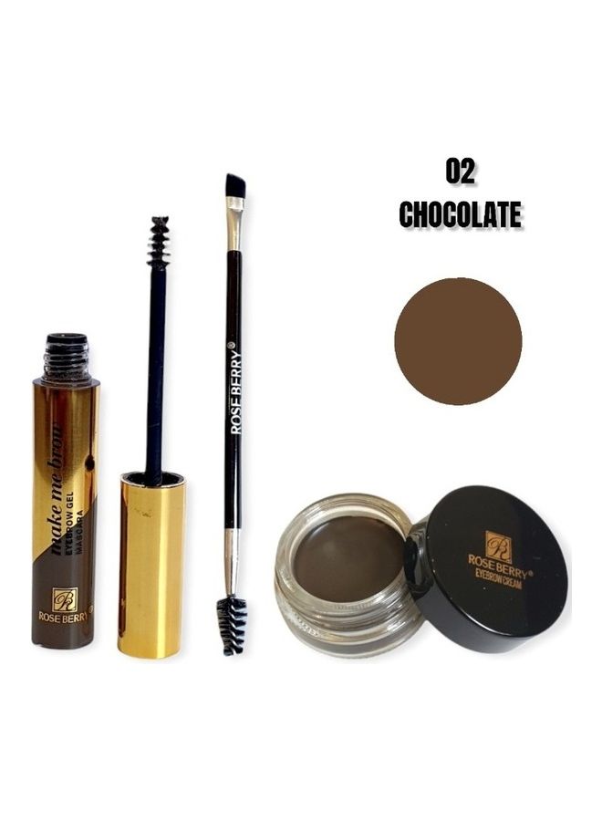 ROSE BERRY - 3 In 1 Melt Proof Brow Kit Chocolate Brown - Image 1