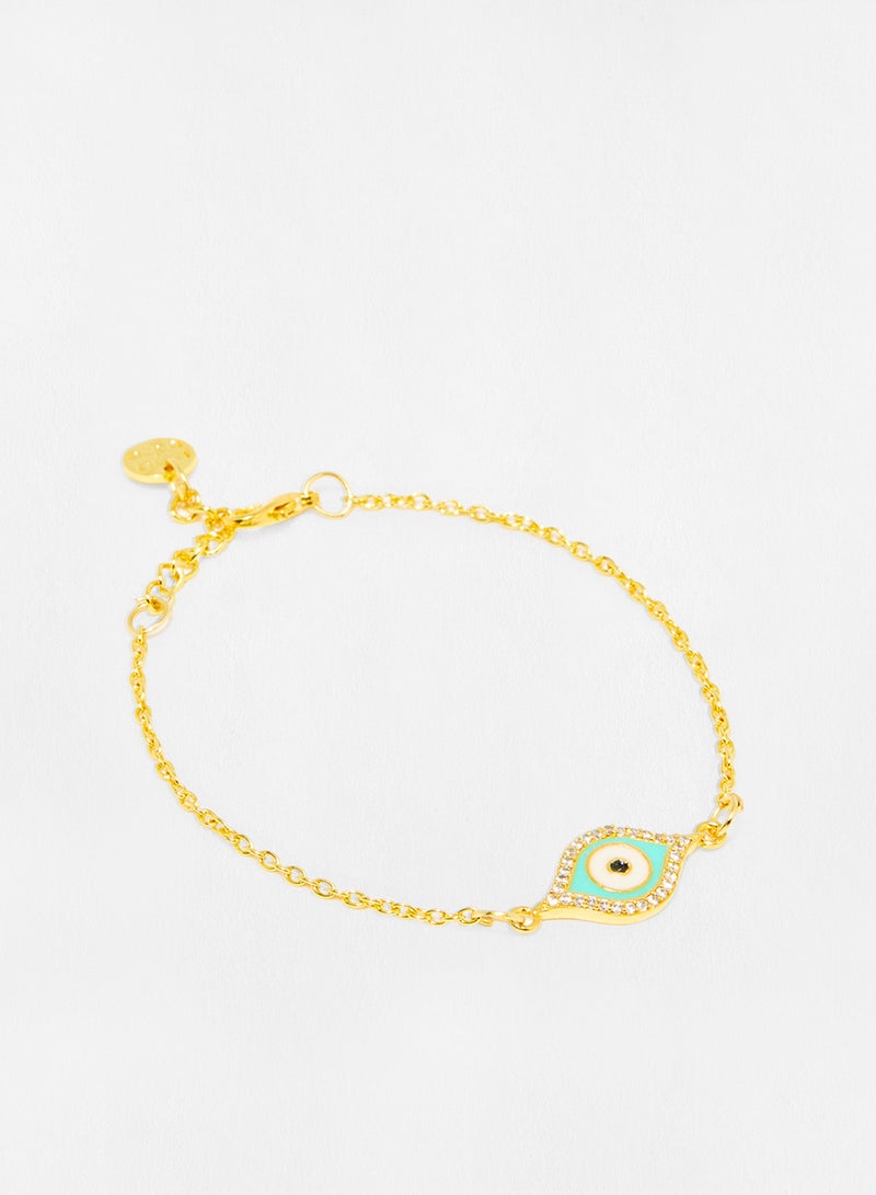 Pipa Bella 18K Gold Plated Turquoise Color Cubic Zirconia Amyra Evil Eye Bracelet - Image 2