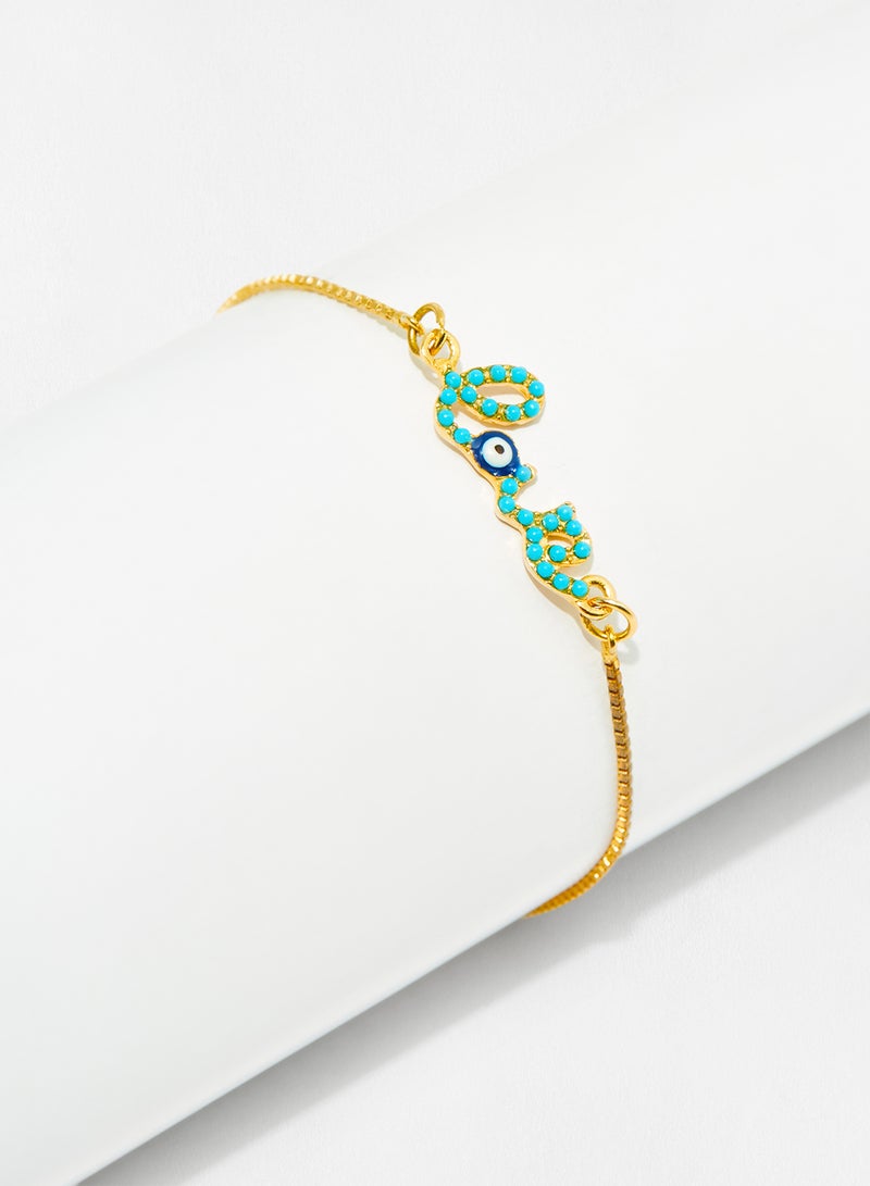 Pipa Bella - Beaded Love Turquoise Color Evil Eye Bolo Bracelet - Image 1