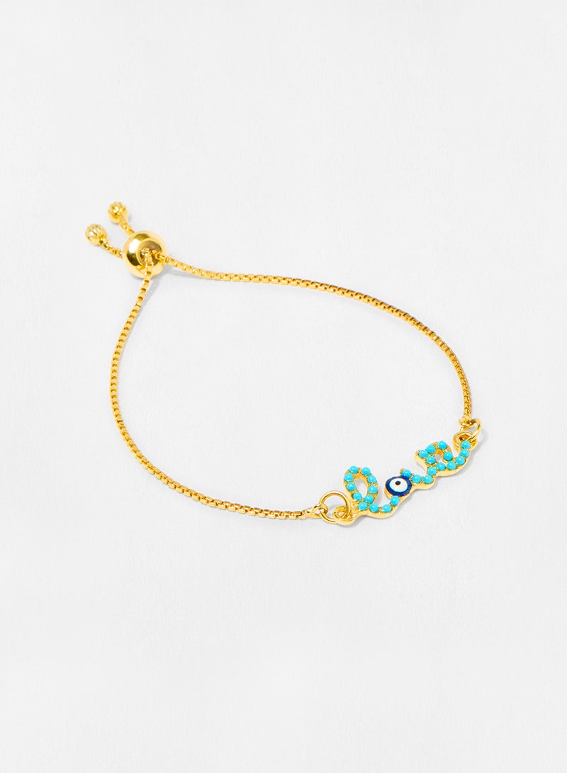 Pipa Bella - Beaded Love Turquoise Color Evil Eye Bolo Bracelet - Image 1