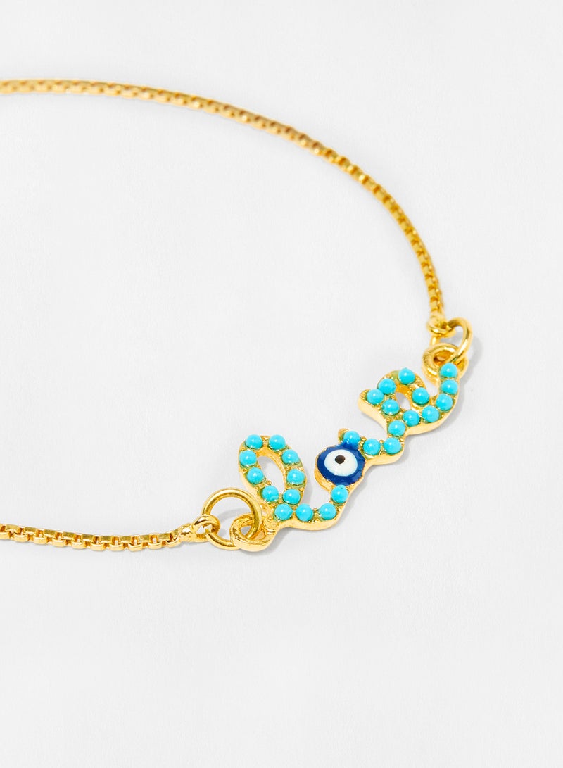 Pipa Bella - Beaded Love Turquoise Color Evil Eye Bolo Bracelet - Image 1