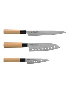 Fissman Set Of 3 Non Stick Katana Knifes Brown/Silver 32.5cm  - Image 1