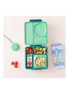 Omielife 2nd Gen Kids Bento Box with Insulated Thermos Plastic Green/Dark Green 21.59 x 19.05 x 7.62cm  - Image 4