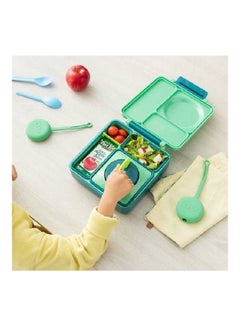 Omielife 2nd Gen Kids Bento Box with Insulated Thermos Plastic Green/Dark Green 21.59 x 19.05 x 7.62cm  - Image 5