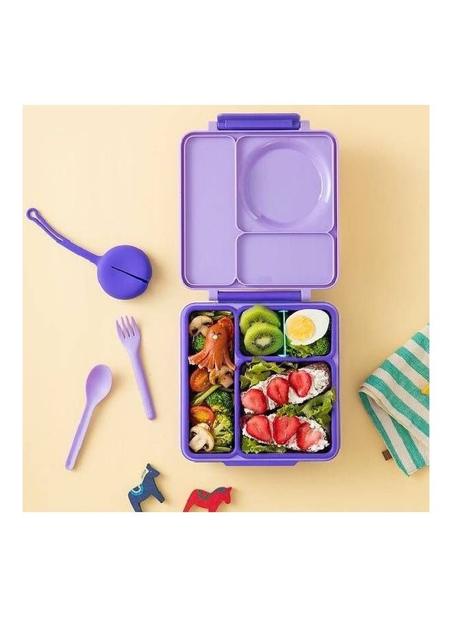 Omielife 2nd Gen Kids Bento Box with Insulated Thermos Plastic Purple/Dark Purple 21.59 x 19.05 x 7.62cm - Image 4