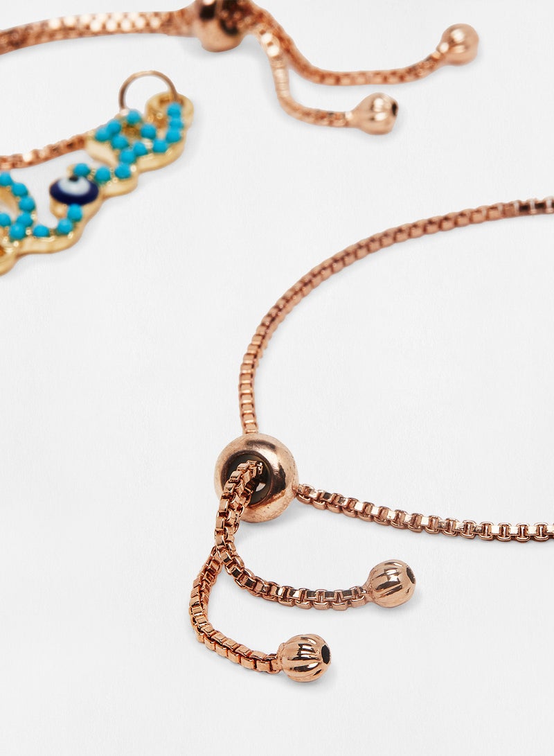 Pipa Bella - 18K Gold Plated Blue Color Cubic Zirconia Safiya Evil Eye Bracelet - Image 1
