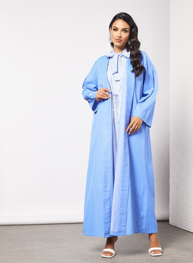 7EVENTY3 - Striped Jumpsuit and Jacket Set Blue - Image 1