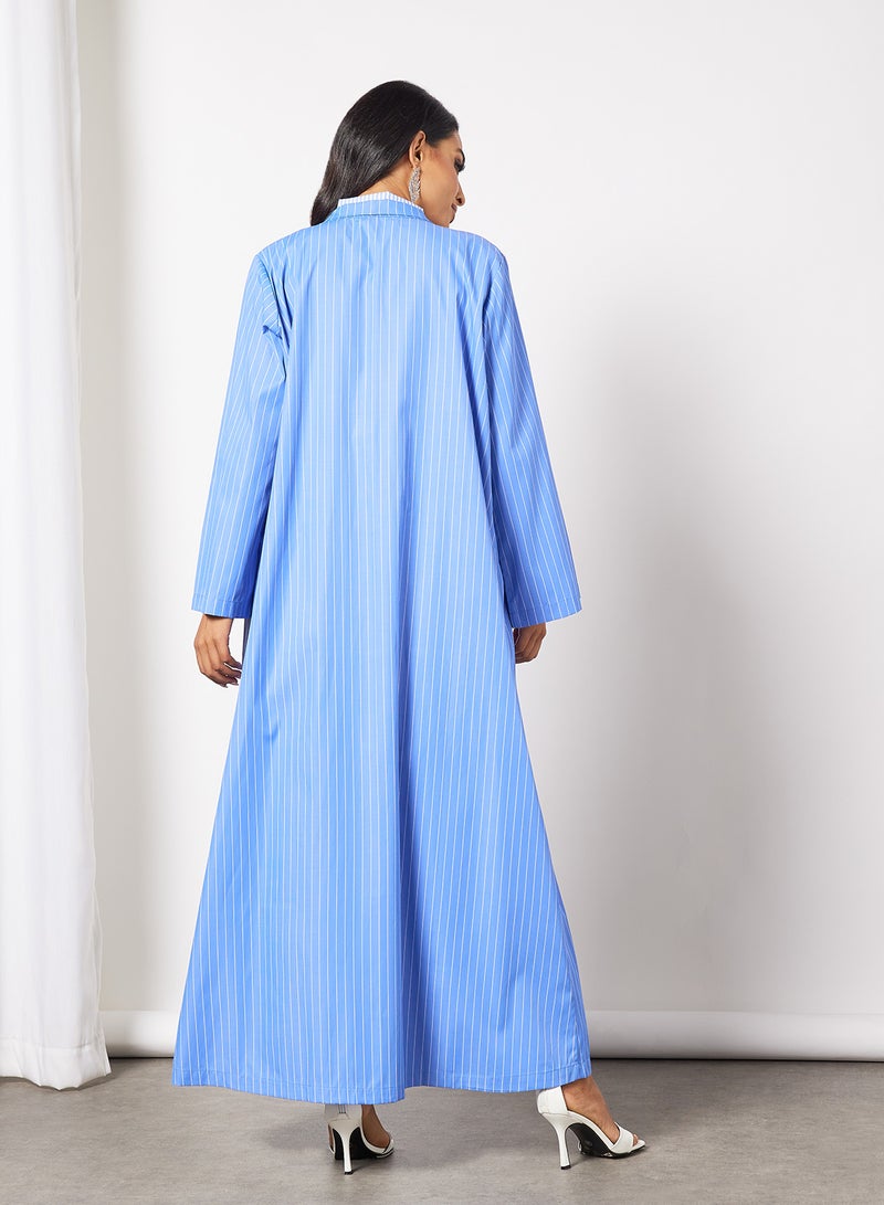7EVENTY3 - Striped Jumpsuit and Jacket Set Blue - Image 1