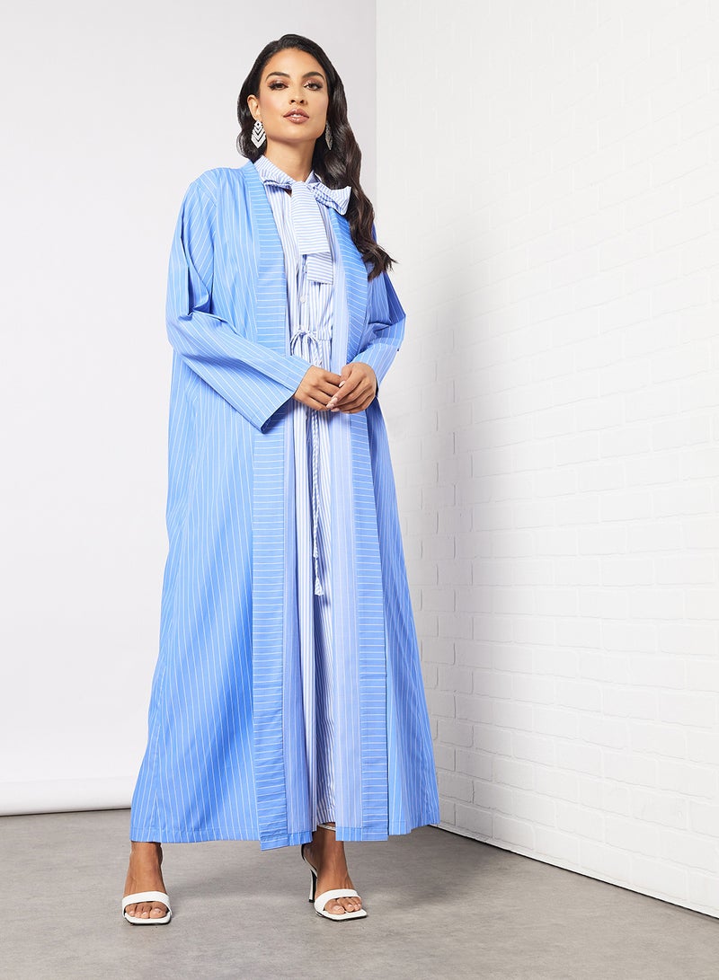 7EVENTY3 - Striped Jumpsuit and Jacket Set Blue - Image 1