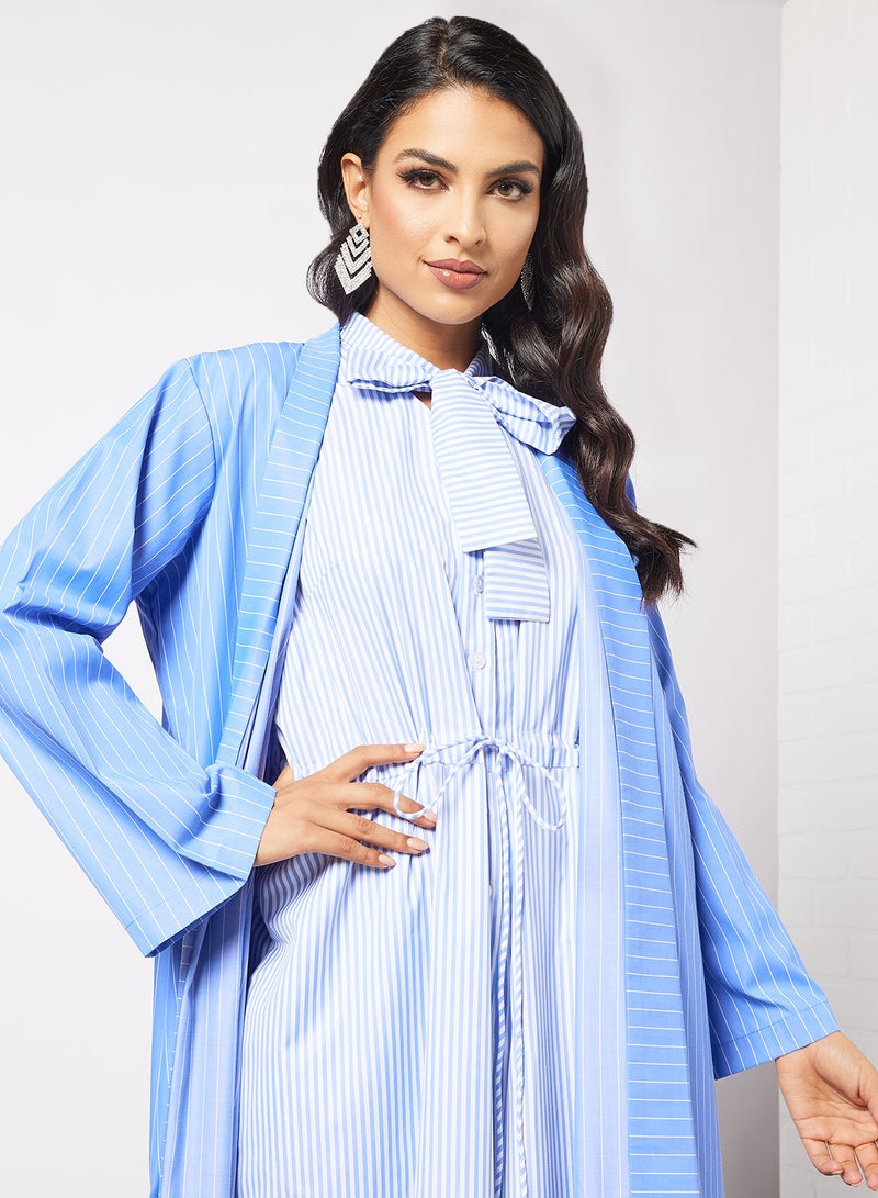 7EVENTY3 - Striped Jumpsuit and Jacket Set Blue - Image 1