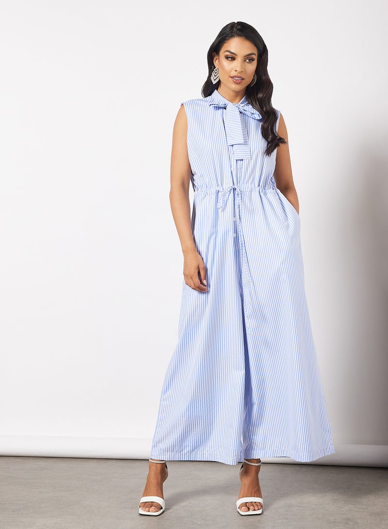 7EVENTY3 - Striped Jumpsuit and Jacket Set Blue - Image 1