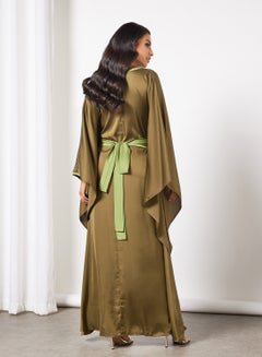 RVVIVA Tie-Up Waist Kaftan Olive Oil  - Image 2