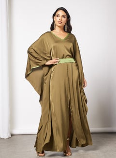 RVVIVA Tie-Up Waist Kaftan Olive Oil  - Image 4