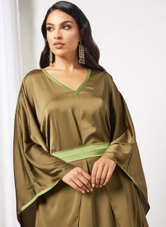 RVVIVA Tie-Up Waist Kaftan Olive Oil  - Image 3