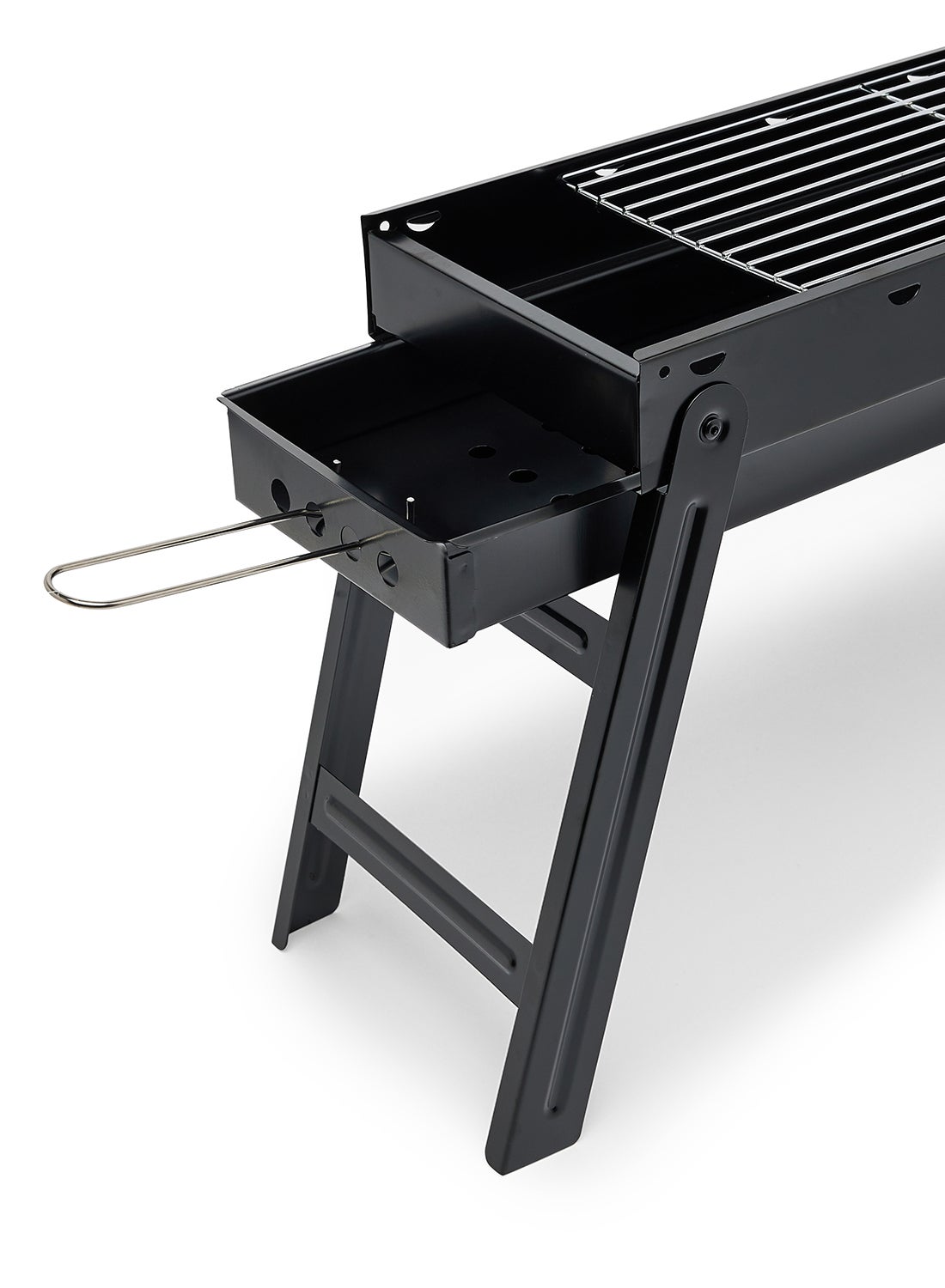 Portable Charcoal BBQ Grill With Foldable Legs Black/Rectangle 