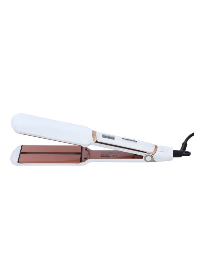 Olsenmark Digital Display Wide Plate Hair Straightener White/Gold 0.71kg  - Image 1