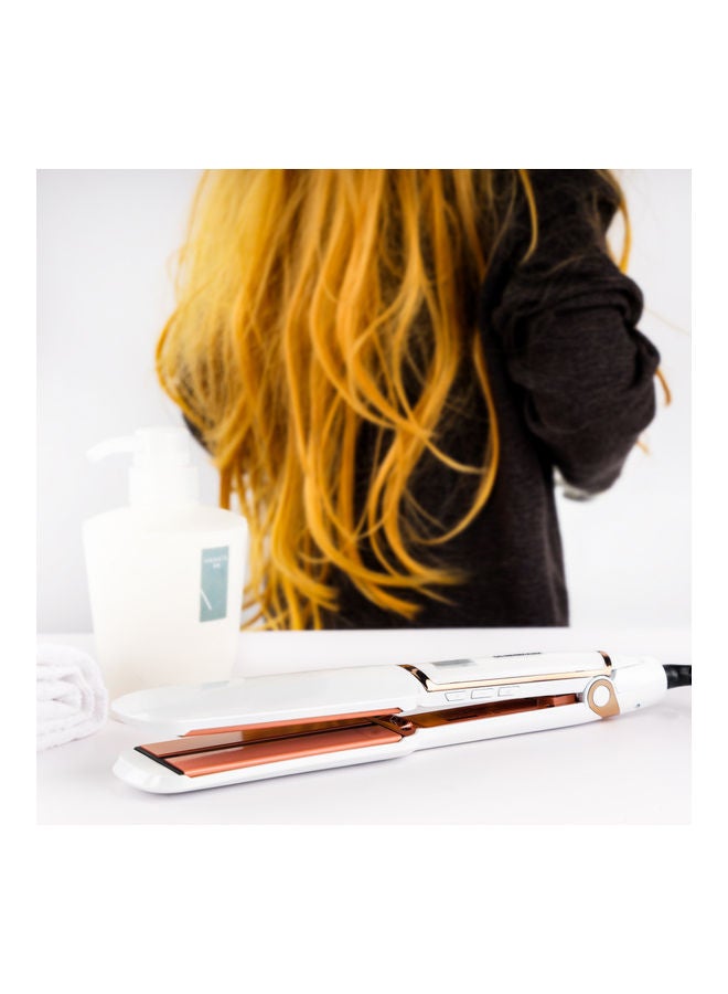 Olsenmark Digital Display Wide Plate Hair Straightener White/Gold 0.71kg  - Image 2