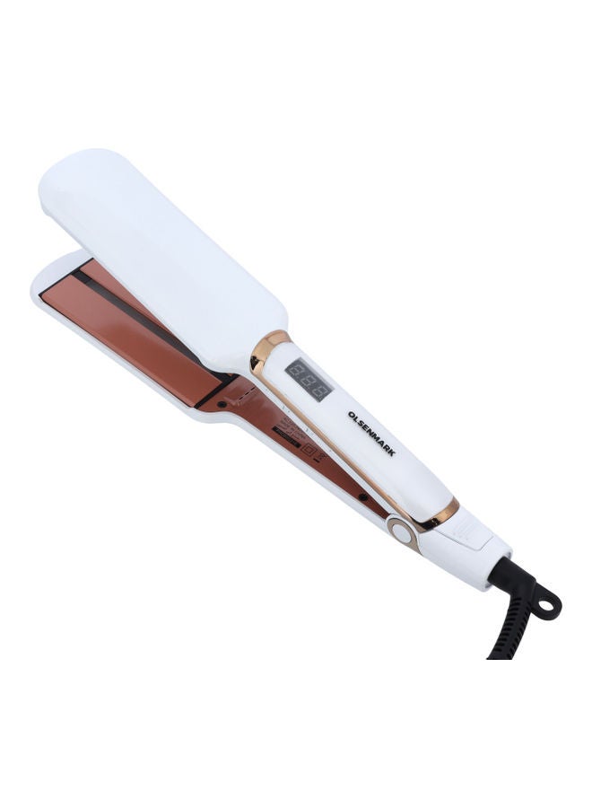 Olsenmark Digital Display Wide Plate Hair Straightener White/Gold 0.71kg  - Image 3