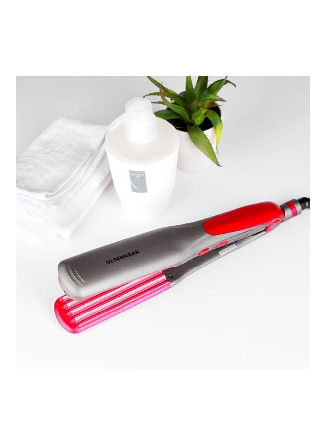Olsenmark 2-in-1 Hair Straightener for Straight and Wave Hair, Omh4085, Wide Floating Plate Straightener With Adjustable Temperature and 360 Degree Swivel Cord Black / Red 0.52kg  - Image 2