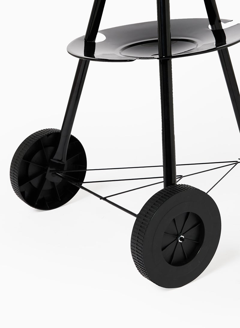 Noon East - Charcoal Barbeque Grill With Lid, Stand And Wheels For Outdoor Cooking And BBQ Black-Red/Round - Image 1