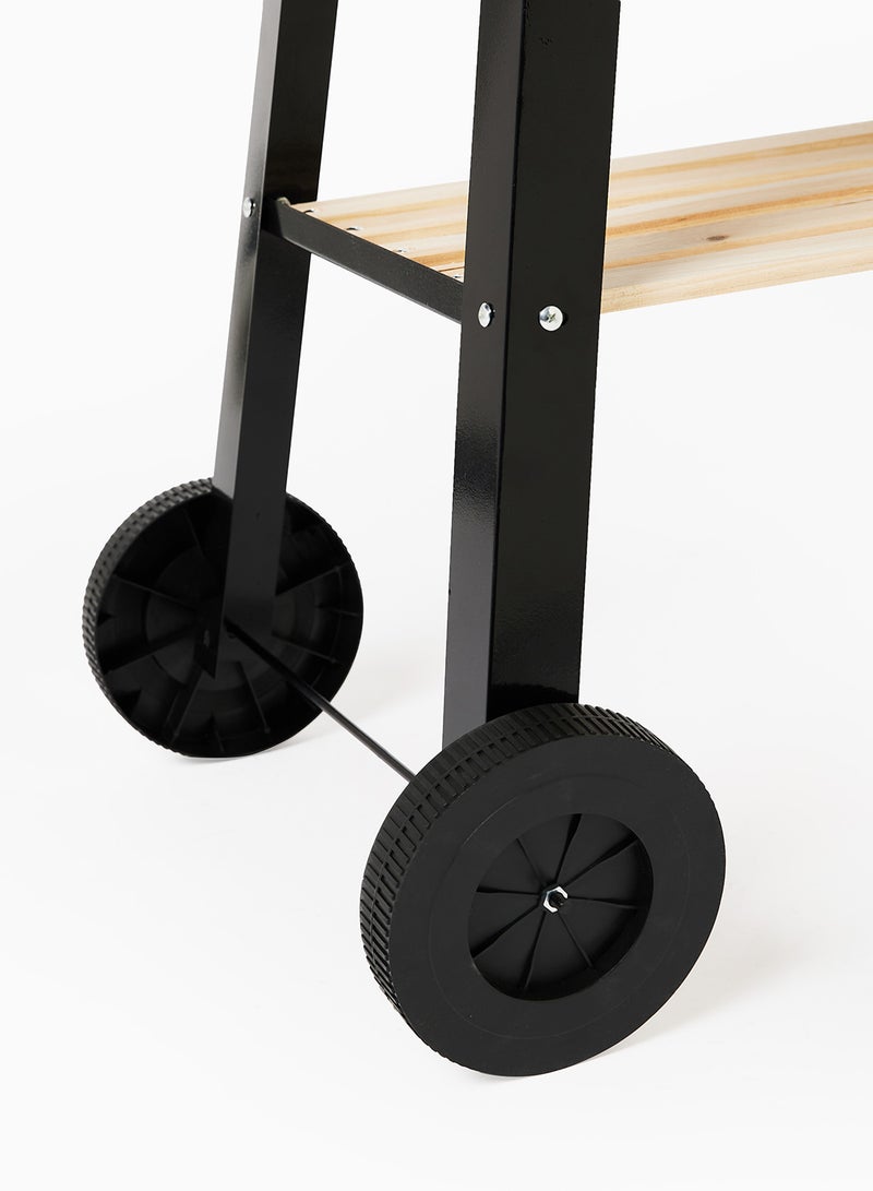 Noon East - Charcoal Barbeque Grill With Stand, Side Shelves And Wheels For Outdoor Cooking And BBQ Red-Black/Sqaure - Image 1