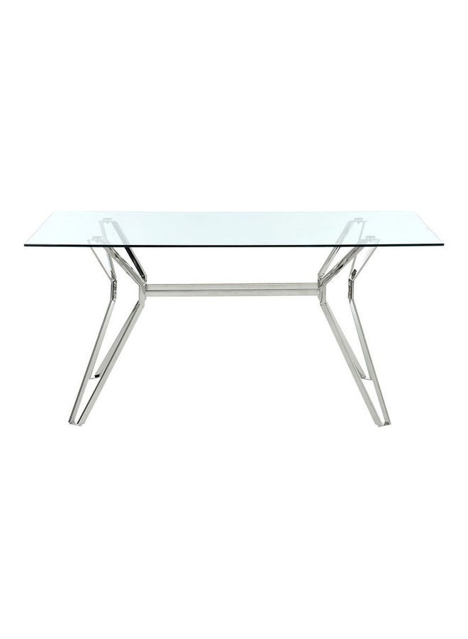 Jeni Dining Table With Glass Top Silver Steel 160 x 90 x 75cm - v1643775875/N52100612A_2