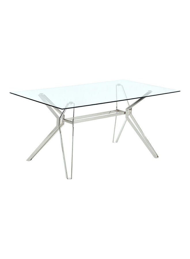 Jeni Dining Table With Glass Top Silver Steel 160 x 90 x 75cm - v1643775875/N52100612A_3