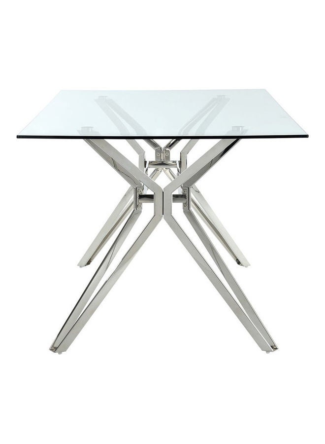 Jeni Dining Table With Glass Top Silver Steel 160 x 90 x 75cm - v1643775875/N52100612A_4