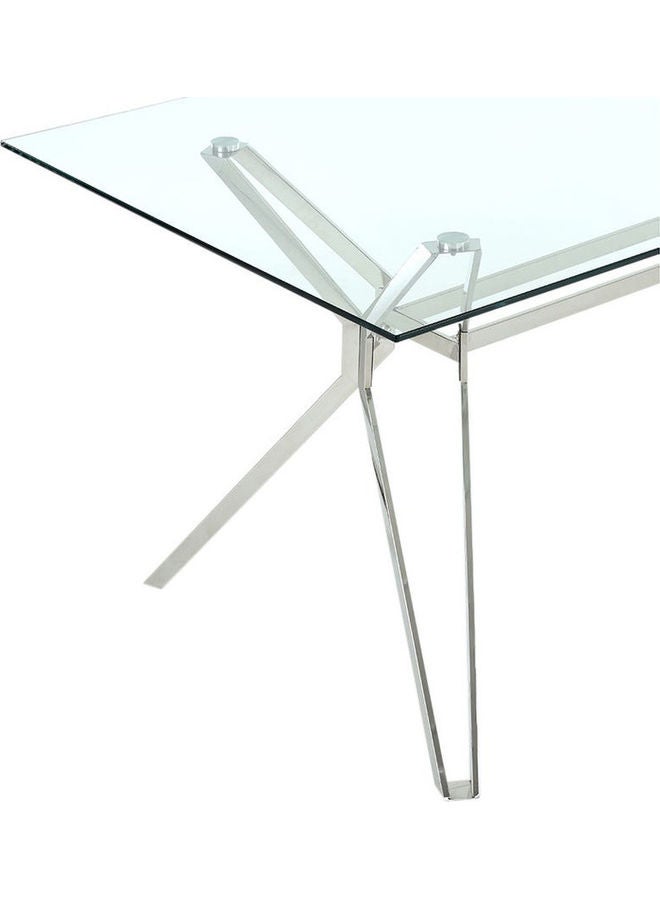 Jeni Dining Table With Glass Top Silver Steel 160 x 90 x 75cm - v1643775876/N52100612A_5