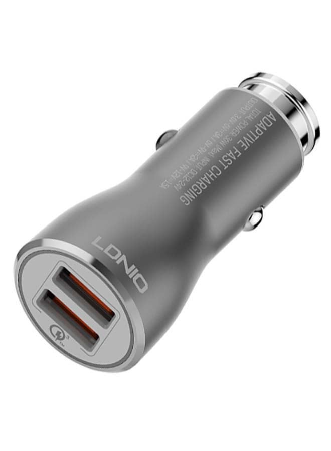 Dual USB Car Charger With Cable For iOS Grey/Silver - v1643787076/N33406605A_2