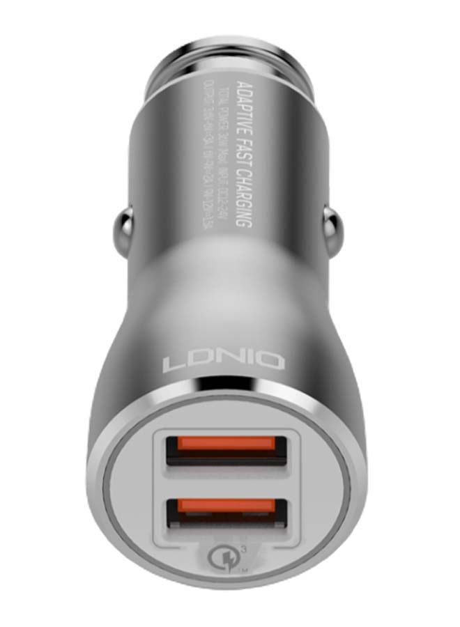 Dual USB Car Charger With Cable For iOS Grey/Silver - v1643787076/N33406605A_3