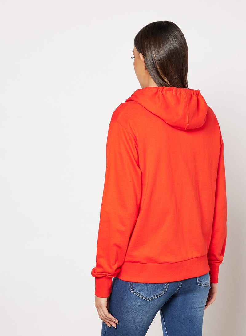 Noon East - Women Casual Hoodie with Zipper and Side Pockets Red - Image 1