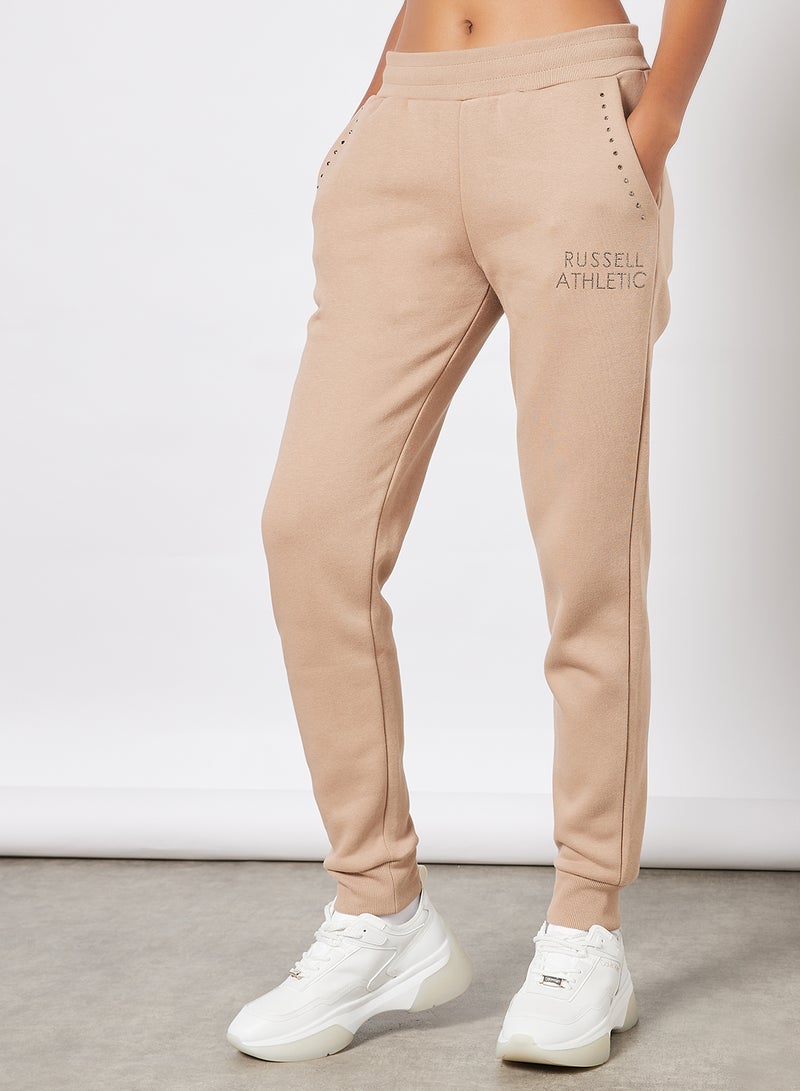 Russell Athletic - Logo Embellished Sweatpants Beige - Image 1