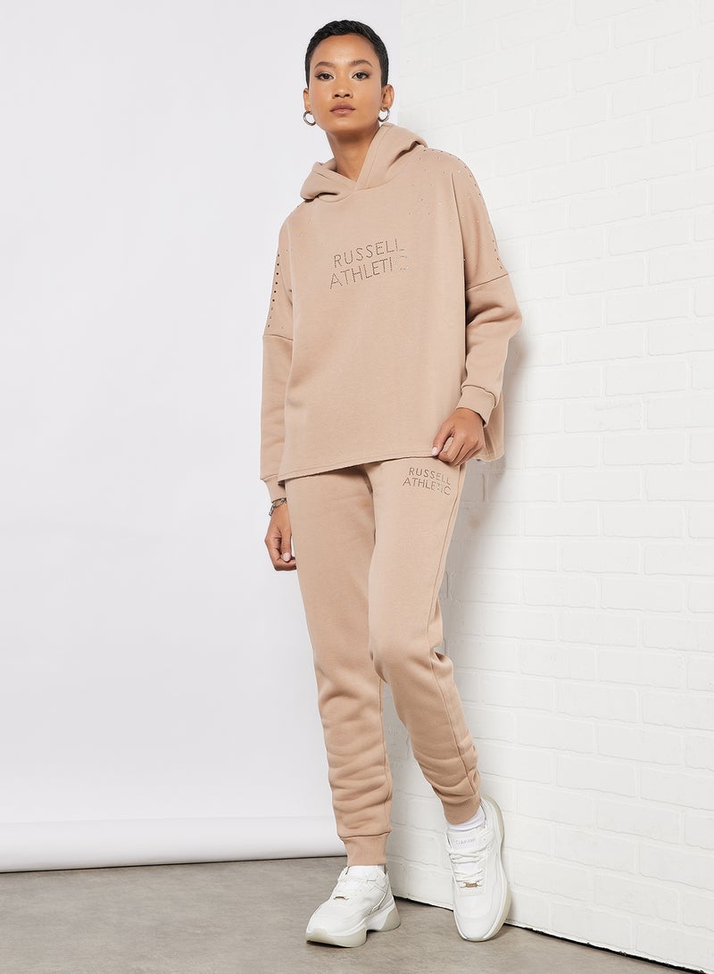 Russell Athletic - Logo Embellished Sweatpants Beige - Image 1