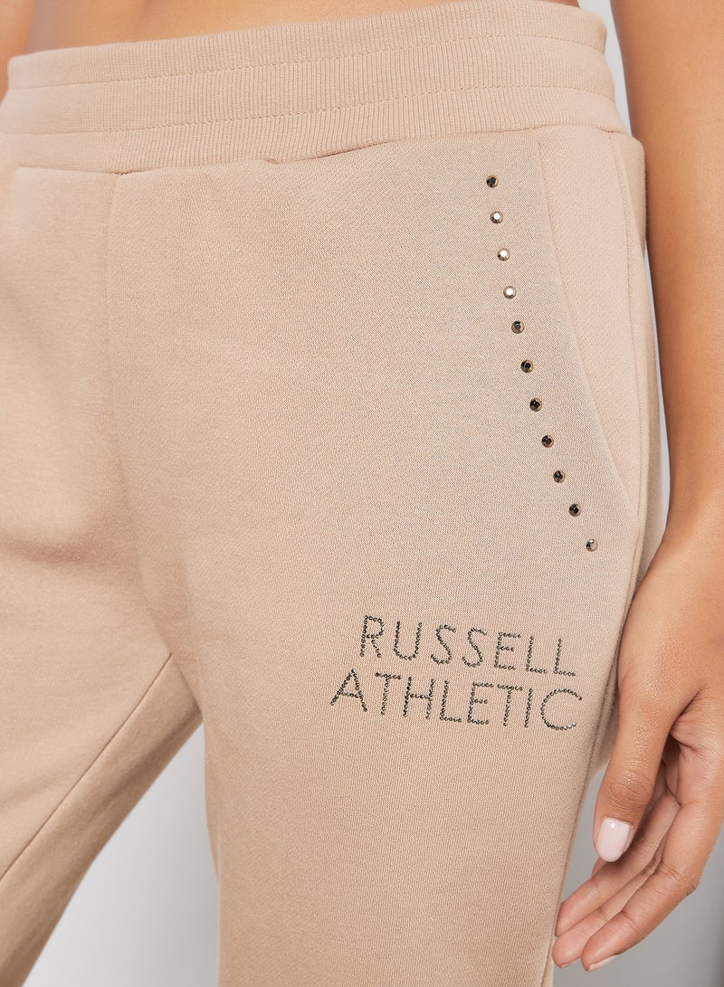 Russell Athletic - Logo Embellished Sweatpants Beige - Image 1