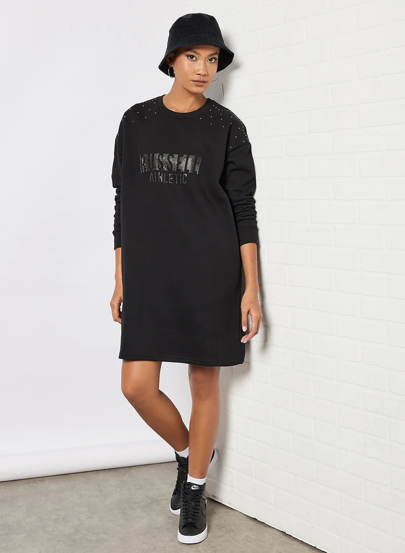 راسل اثليتك Embellished Black Dress Black
