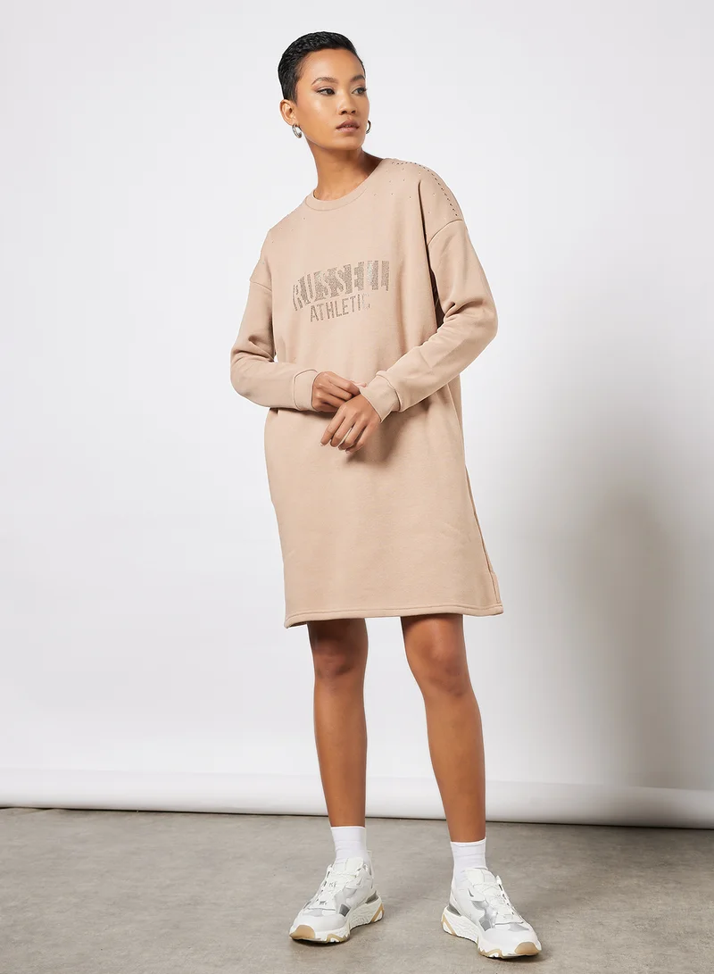 راسل اثليتك Logo Embellished Sweatshirt Dress