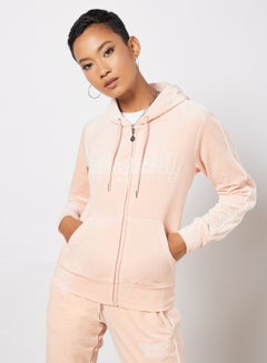 Logo Zip Through Hoodie Pink