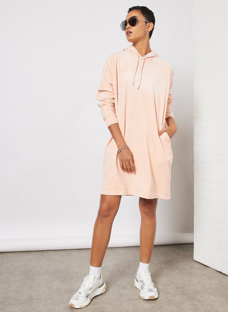 Logo Hooded Dress Pink - v1643792234/N51021908V_4