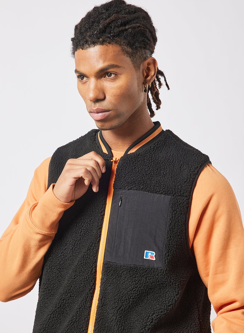 Russell Athletic - Kelsy Zip Thru Sherpa Gilet Black - Image 1