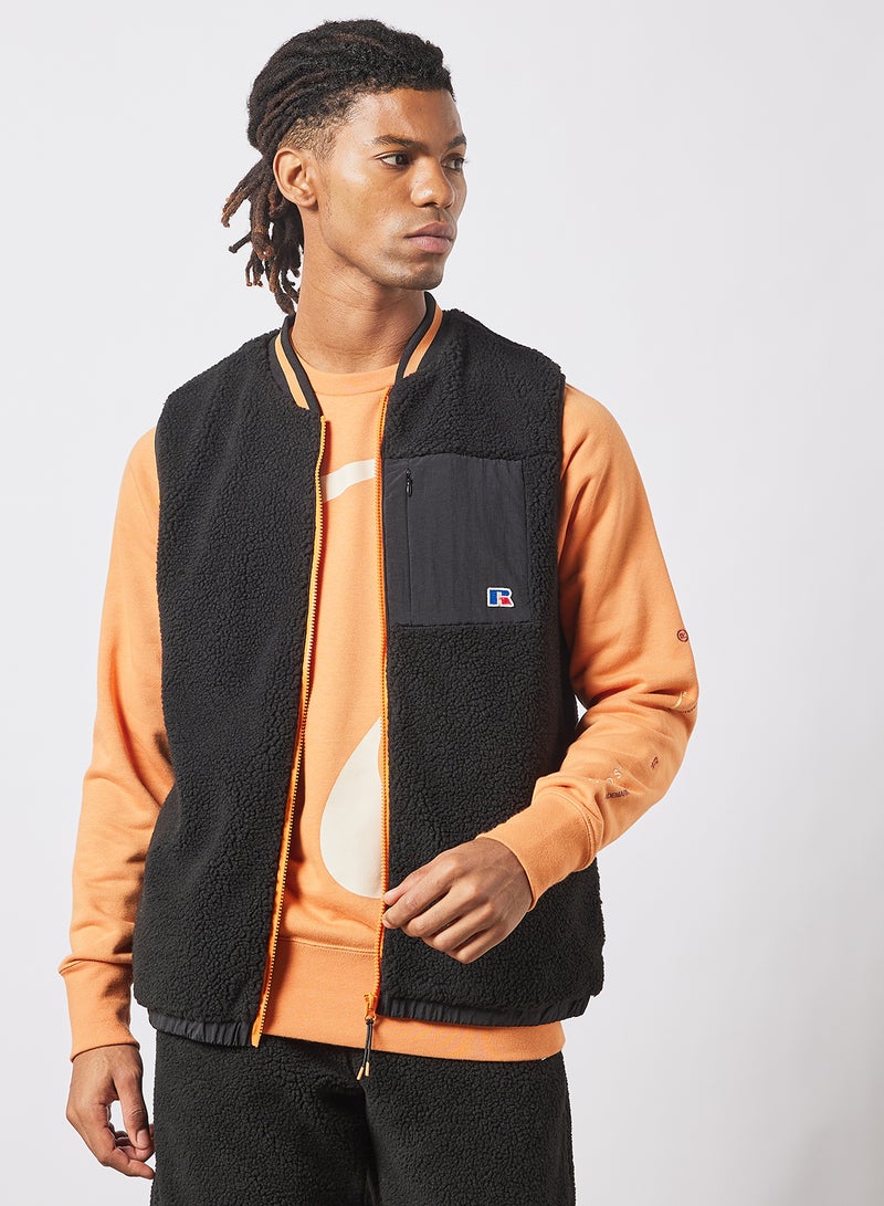 Russell Athletic - Kelsy Zip Thru Sherpa Gilet Black - Image 1