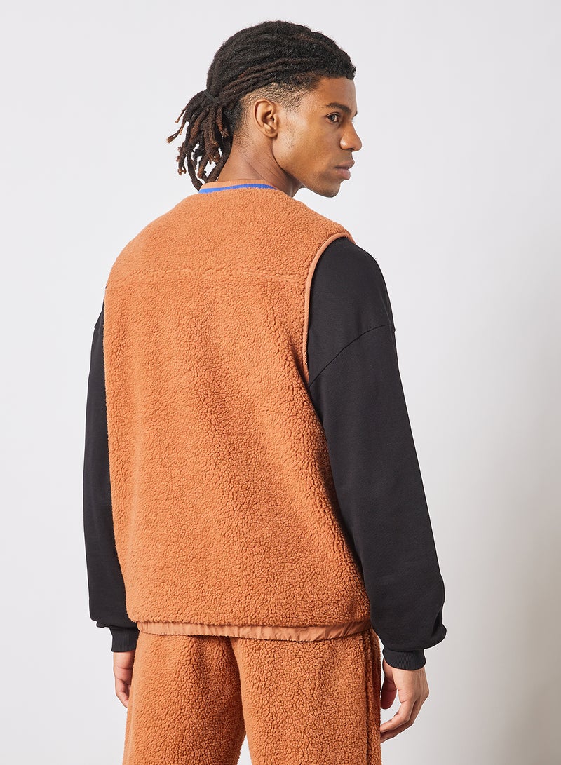 Russell Athletic - Kelsy Zip Thru Sherpa Gilet Pale Orange - Image 1