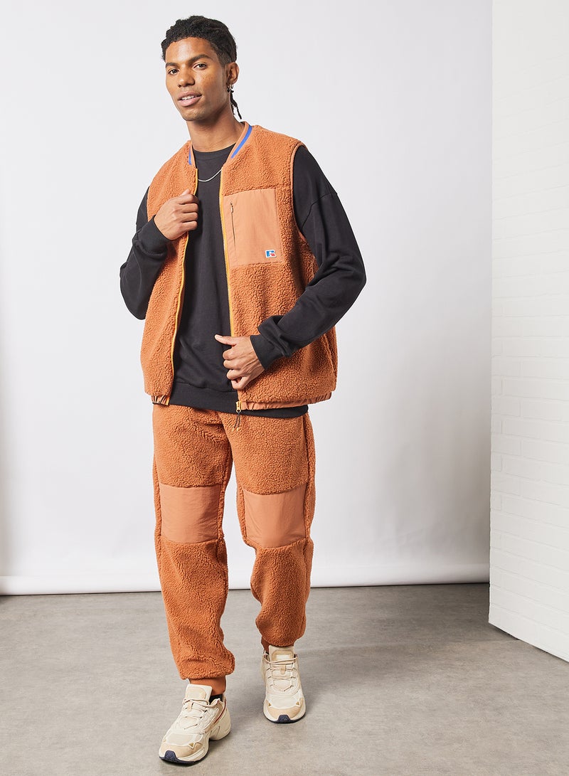 Russell Athletic - Kelsy Zip Thru Sherpa Gilet Pale Orange - Image 1
