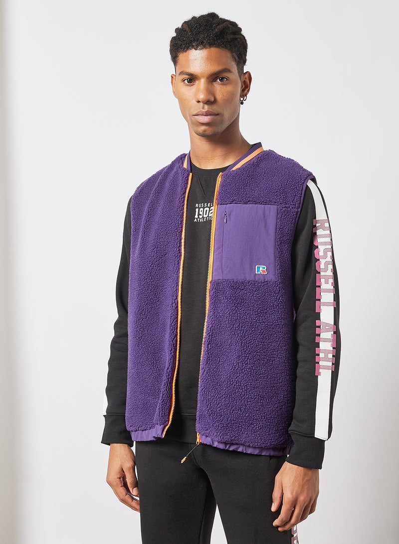 Russell Athletic - Kelsy Zip Thru Sherpa Gilet Purple - Image 1