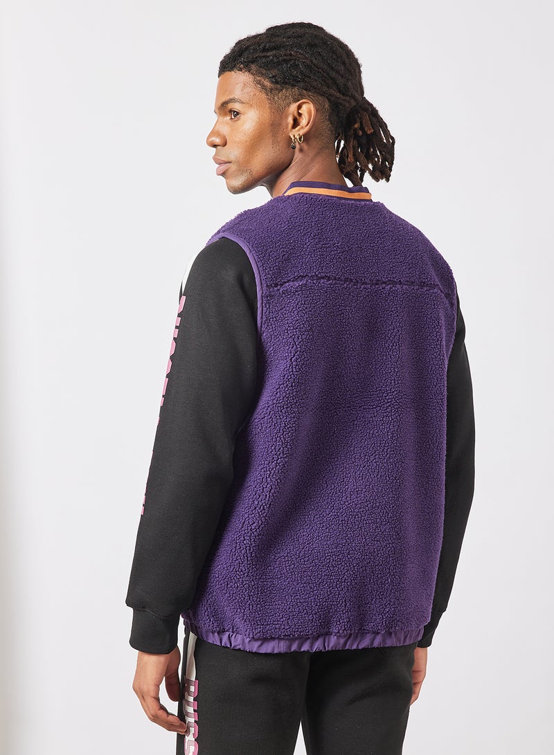 Russell Athletic - Kelsy Zip Thru Sherpa Gilet Purple - Image 1