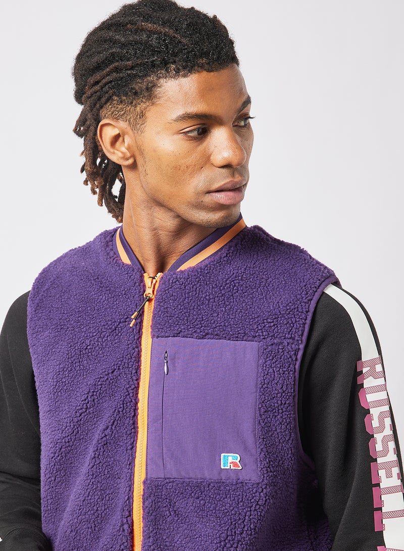 Russell Athletic - Kelsy Zip Thru Sherpa Gilet Purple - Image 1