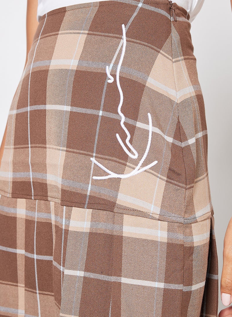 Karl Kani - Signature Pleat Skirt Brown - Image 1