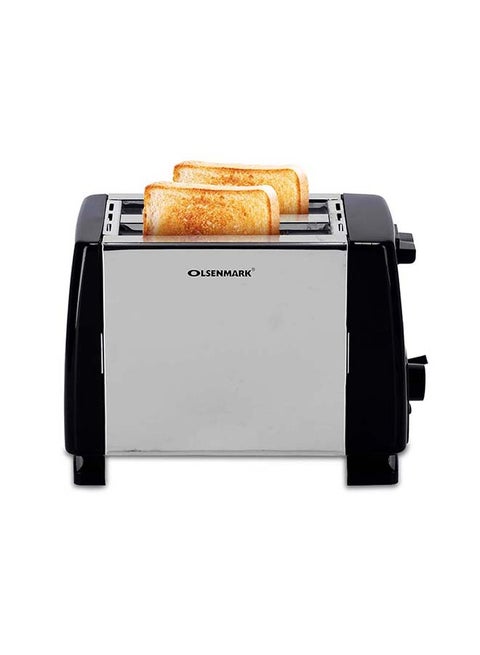 2-Slice Bread Toaster with  Stainless Steel Body, Auto Pop-Up, Lift & Look Feature,  Cancel, Reheat & Defrost Functions,  Adjustable Temperature Control & Removable Crumb Tray 800 W OMBT2398 Silver/Black