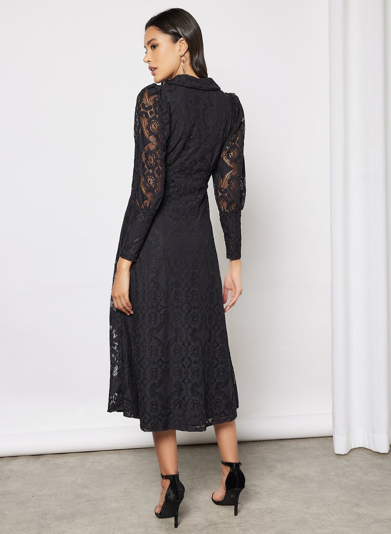 Y.A.S Vanna Long Sleeve Lace Dress Black  - Image 2