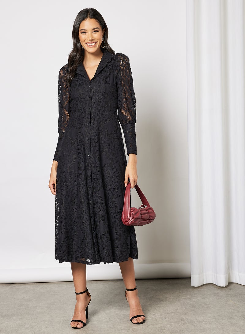Y.A.S Vanna Long Sleeve Lace Dress Black  - Image 4